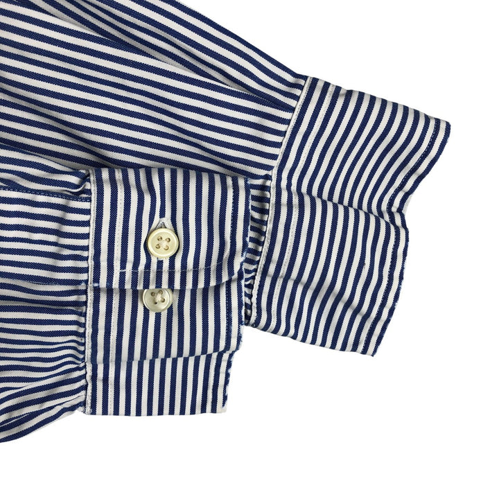 Ralph Lauren Classic Fit Long Sleeve Button Down Striped Shirt Men's M cotton blue type Vintage Second Hand