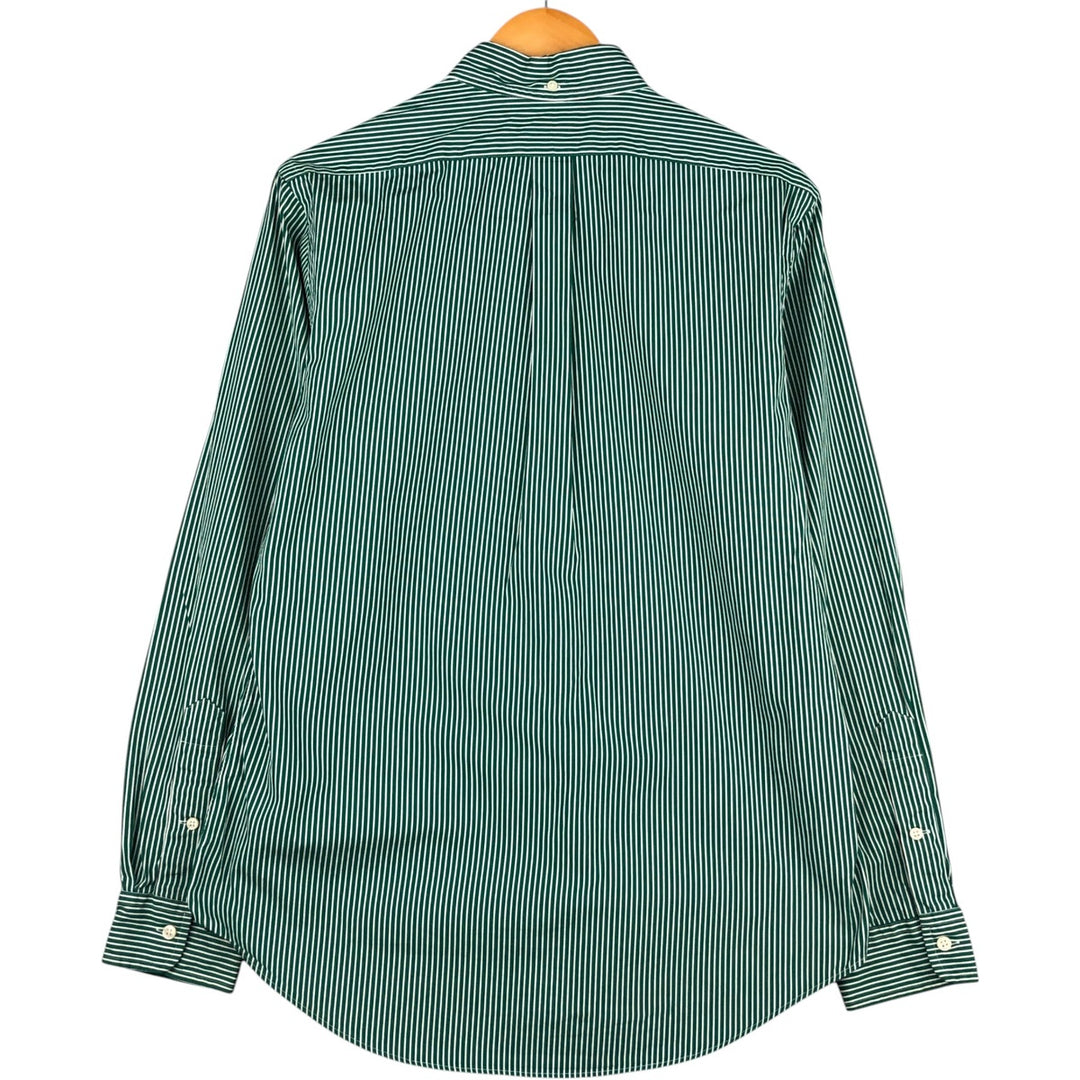 Ralph Lauren long sleeve button down striped shirt, men's size M cotton green type Vintage Second Hand