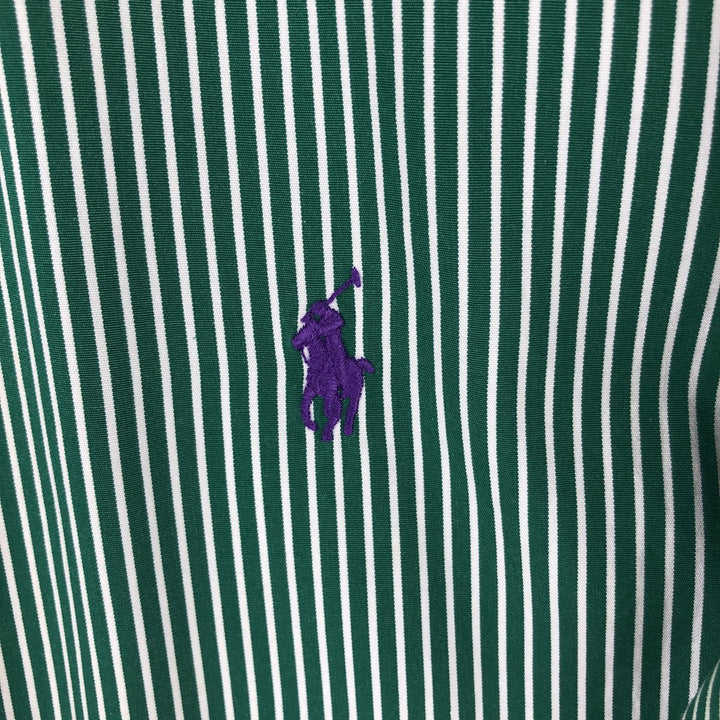 Ralph Lauren long sleeve button down striped shirt, men's size M cotton green type Vintage Second Hand