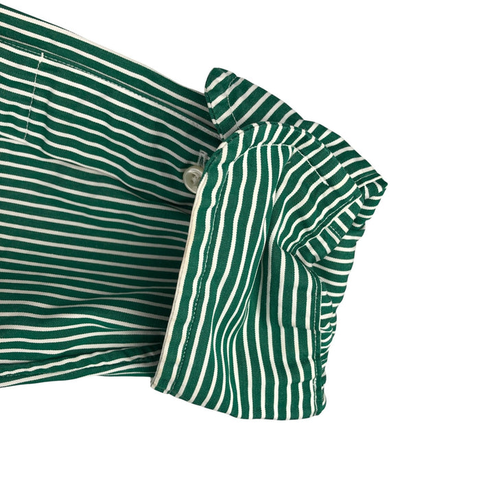 Ralph Lauren long sleeve button down striped shirt, men's size M cotton green type Vintage Second Hand