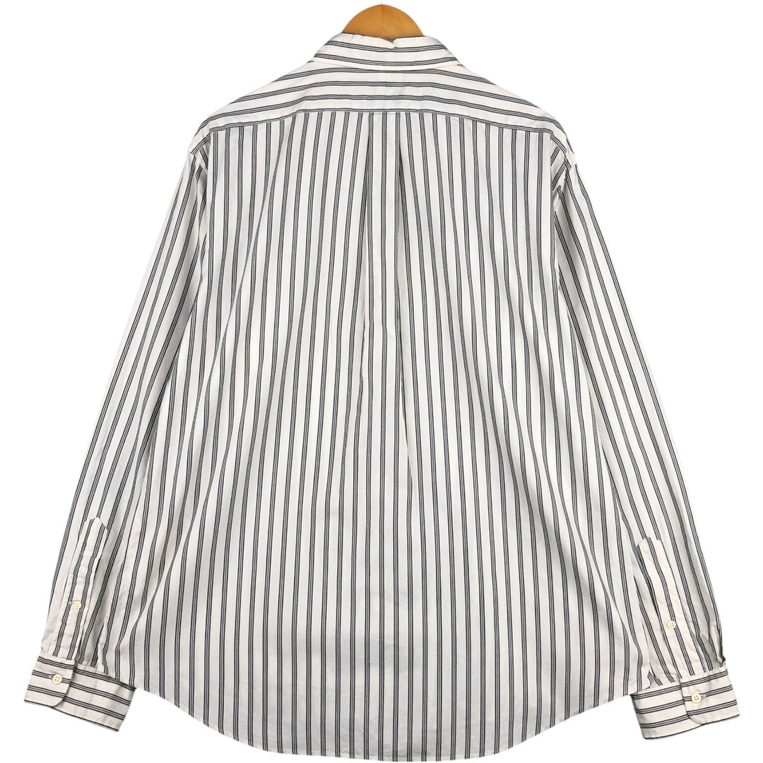 Ralph Lauren CUSTOM FIT long sleeve button down striped shirt men's XL size cotton navy blue type Vintage Second Hand
