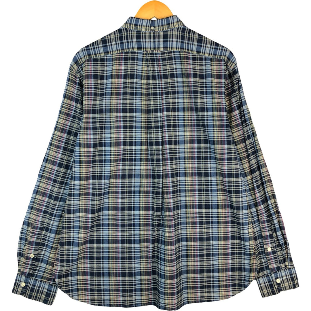 Ralph Lauren long sleeve button down check shirt, men's XL size cotton navy blue type Vintage Second Hand