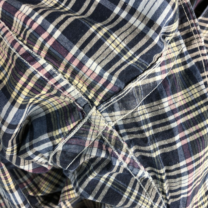 Ralph Lauren long sleeve button down check shirt, men's XL size cotton navy blue type Vintage Second Hand