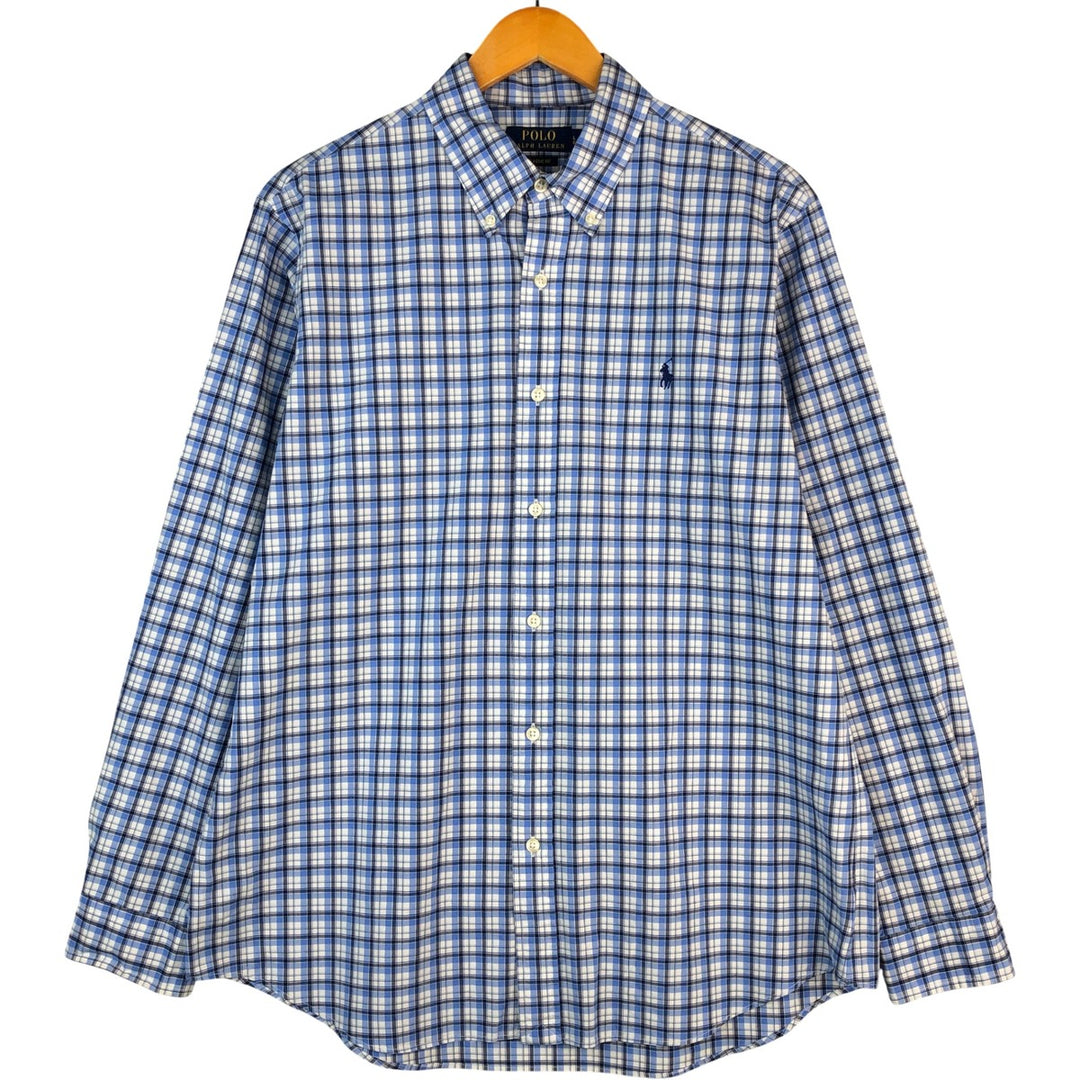 Ralph Lauren Classic Fit Long Sleeve Button Down Check Shirt Men's Size L cotton blue type Vintage Second Hand
