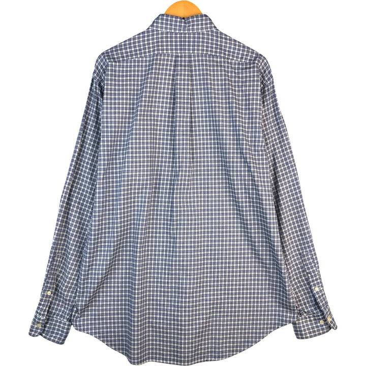 Ralph Lauren YARMOUTH Long Sleeve Button-Down Check Shirt, Men's Size L cotton navy blue type Vintage Second Hand