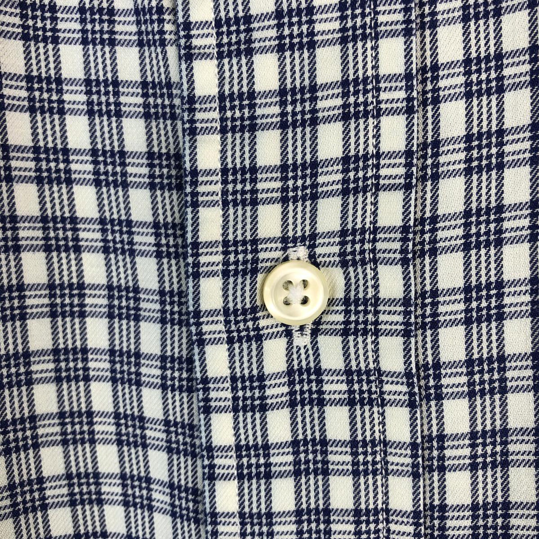 Ralph Lauren YARMOUTH Long Sleeve Button-Down Check Shirt, Men's Size L cotton navy blue type Vintage Second Hand
