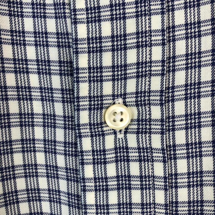 Ralph Lauren YARMOUTH Long Sleeve Button-Down Check Shirt, Men's Size L cotton navy blue type Vintage Second Hand