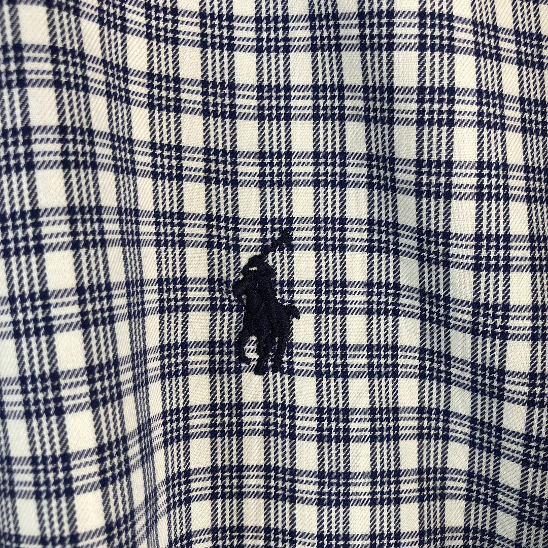Ralph Lauren YARMOUTH Long Sleeve Button-Down Check Shirt, Men's Size L cotton navy blue type Vintage Second Hand