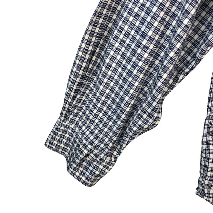 Ralph Lauren YARMOUTH Long Sleeve Button-Down Check Shirt, Men's Size L cotton navy blue type Vintage Second Hand
