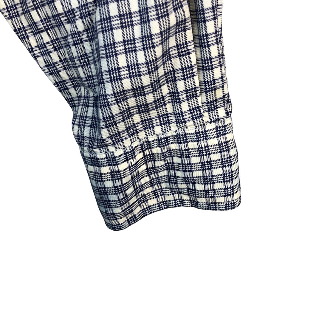 Ralph Lauren YARMOUTH Long Sleeve Button-Down Check Shirt, Men's Size L cotton navy blue type Vintage Second Hand