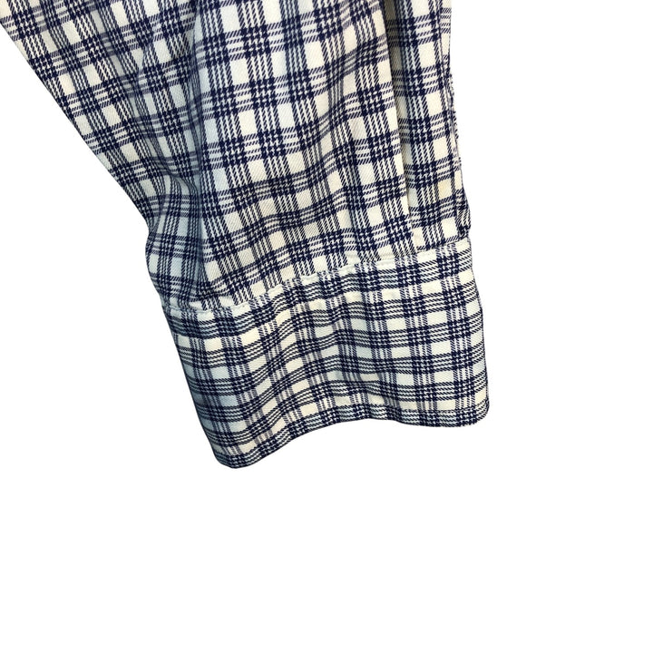 Ralph Lauren YARMOUTH Long Sleeve Button-Down Check Shirt, Men's Size L cotton navy blue type Vintage Second Hand