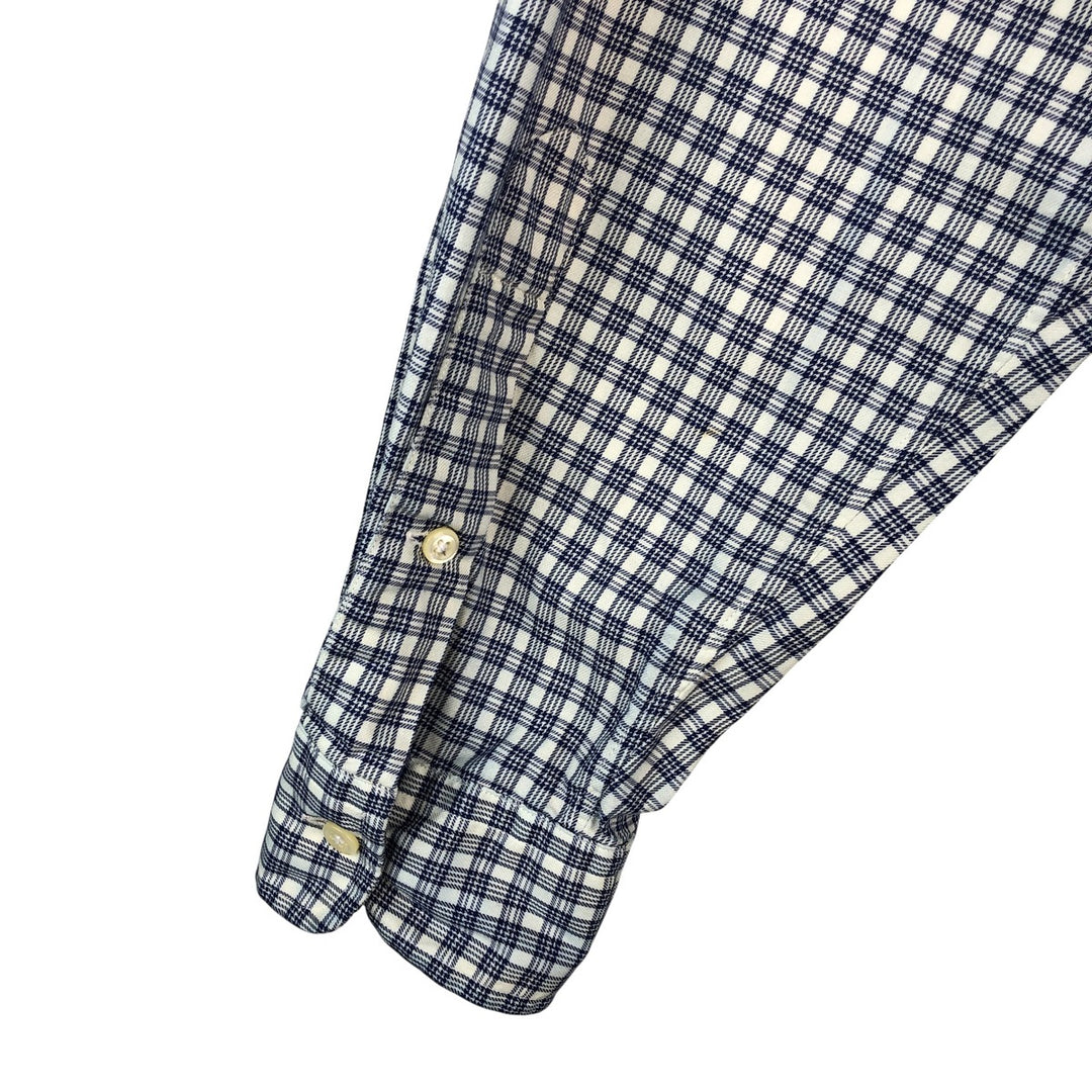 Ralph Lauren YARMOUTH Long Sleeve Button-Down Check Shirt, Men's Size L cotton navy blue type Vintage Second Hand