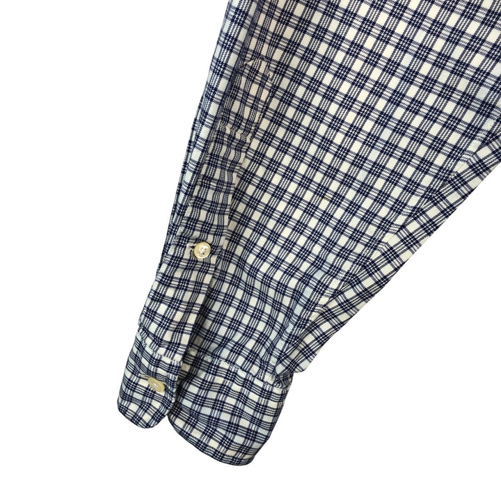 Ralph Lauren YARMOUTH Long Sleeve Button-Down Check Shirt, Men's Size L cotton navy blue type Vintage Second Hand
