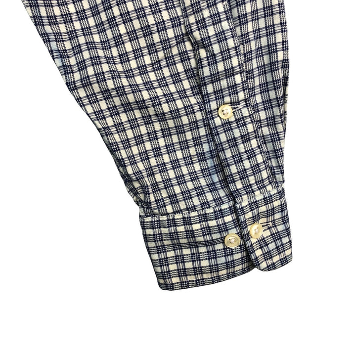 Ralph Lauren YARMOUTH Long Sleeve Button-Down Check Shirt, Men's Size L cotton navy blue type Vintage Second Hand