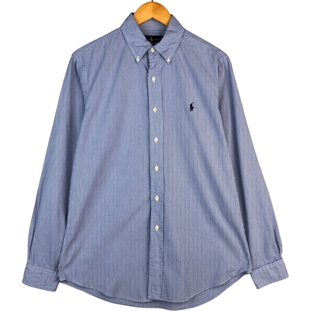 Ralph Lauren CUSTOM FIT Gingham Check Long Sleeve Button Down Check Shirt Men's M Size cotton blue type Vintage Second Hand