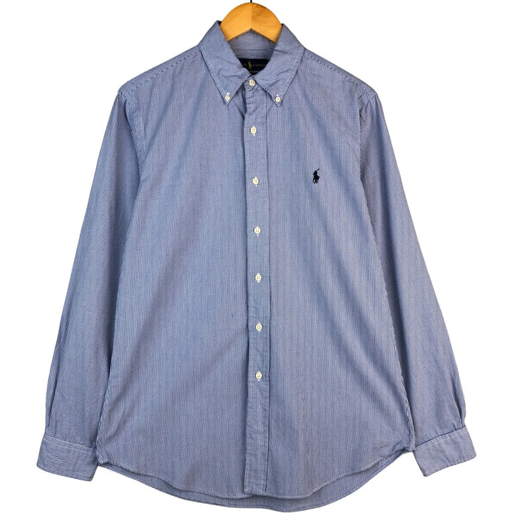 Ralph Lauren CUSTOM FIT Gingham Check Long Sleeve Button Down Check Shirt Men's M Size cotton blue type Vintage Second Hand