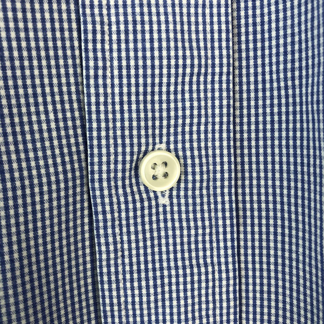 Ralph Lauren CUSTOM FIT Gingham Check Long Sleeve Button Down Check Shirt Men's M Size cotton blue type Vintage Second Hand