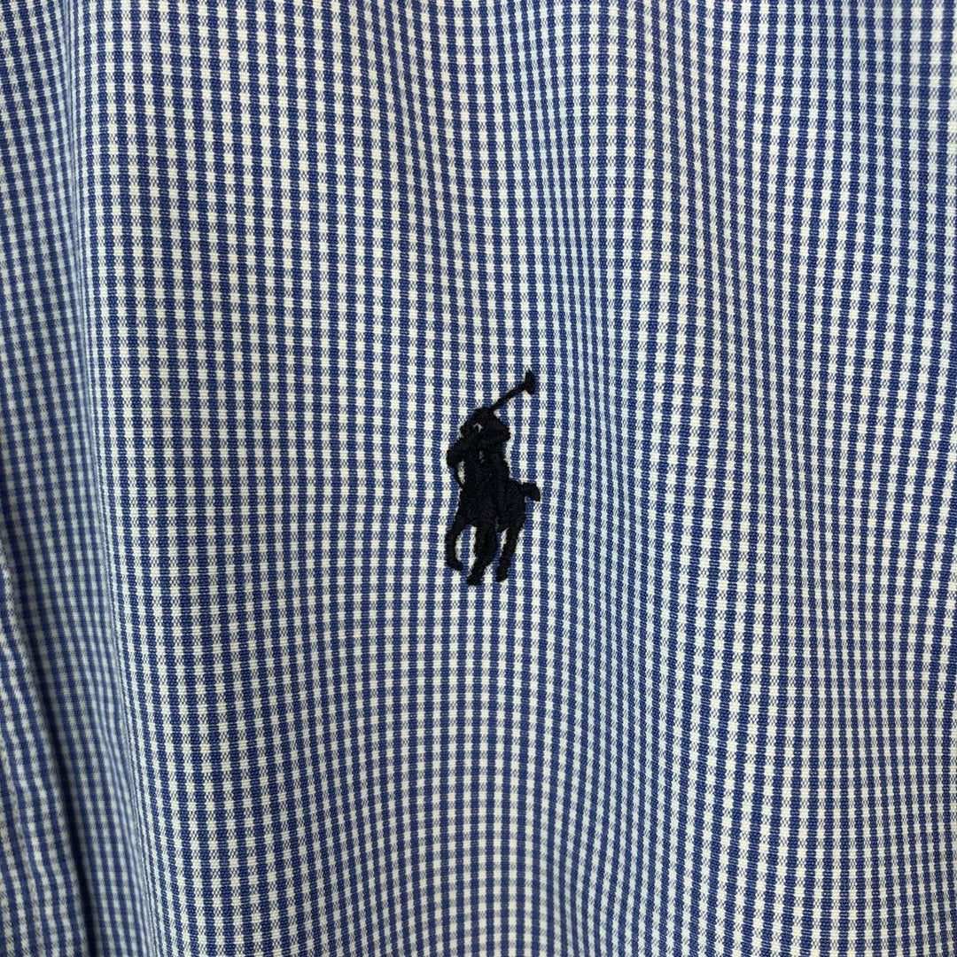 Ralph Lauren CUSTOM FIT Gingham Check Long Sleeve Button Down Check Shirt Men's M Size cotton blue type Vintage Second Hand