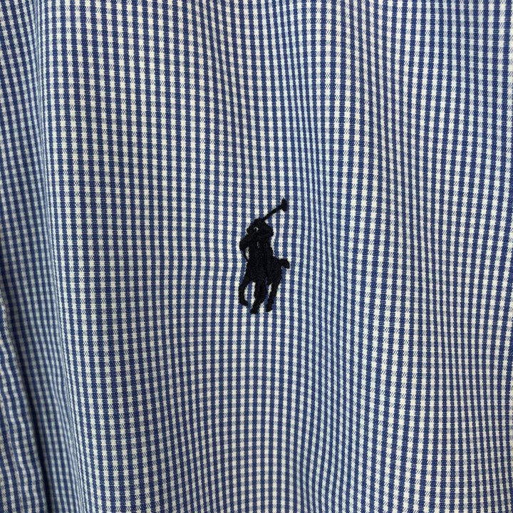 Ralph Lauren CUSTOM FIT Gingham Check Long Sleeve Button Down Check Shirt Men's M Size cotton blue type Vintage Second Hand