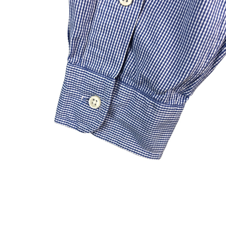 Ralph Lauren CUSTOM FIT Gingham Check Long Sleeve Button Down Check Shirt Men's M Size cotton blue type Vintage Second Hand
