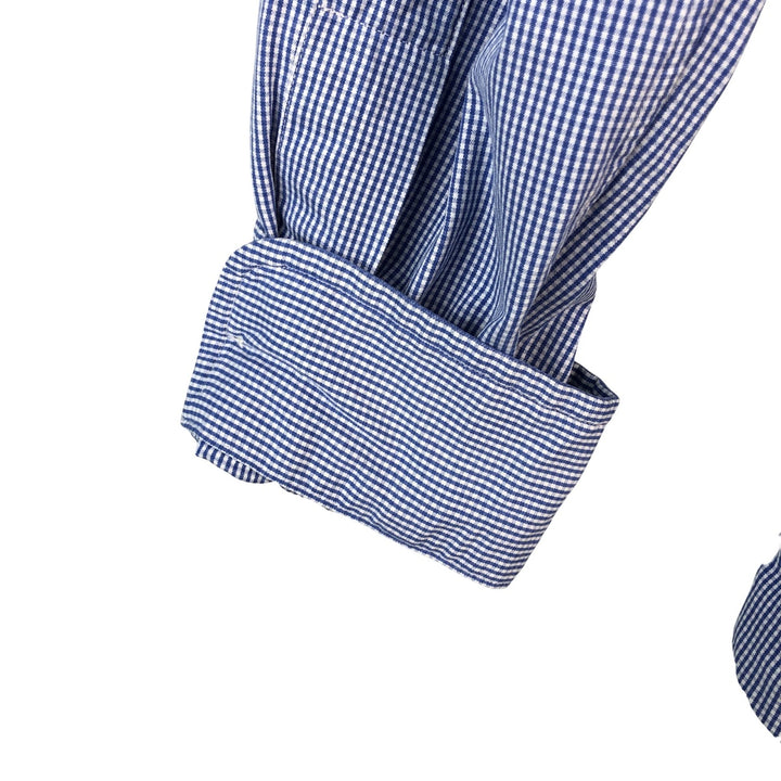 Ralph Lauren CUSTOM FIT Gingham Check Long Sleeve Button Down Check Shirt Men's M Size cotton blue type Vintage Second Hand