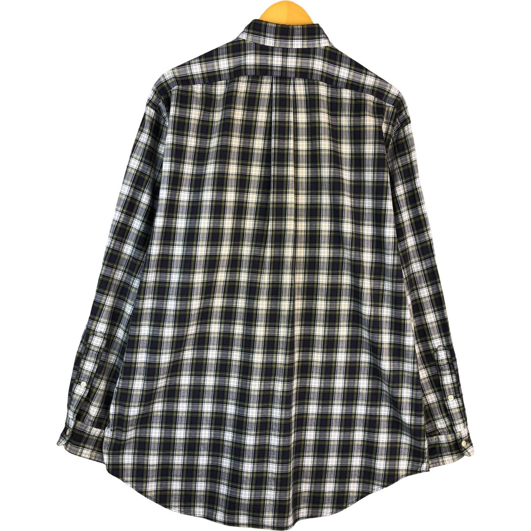Ralph Lauren BLAKE long sleeve button down check shirt, men's size L cotton navy blue type Vintage Second Hand