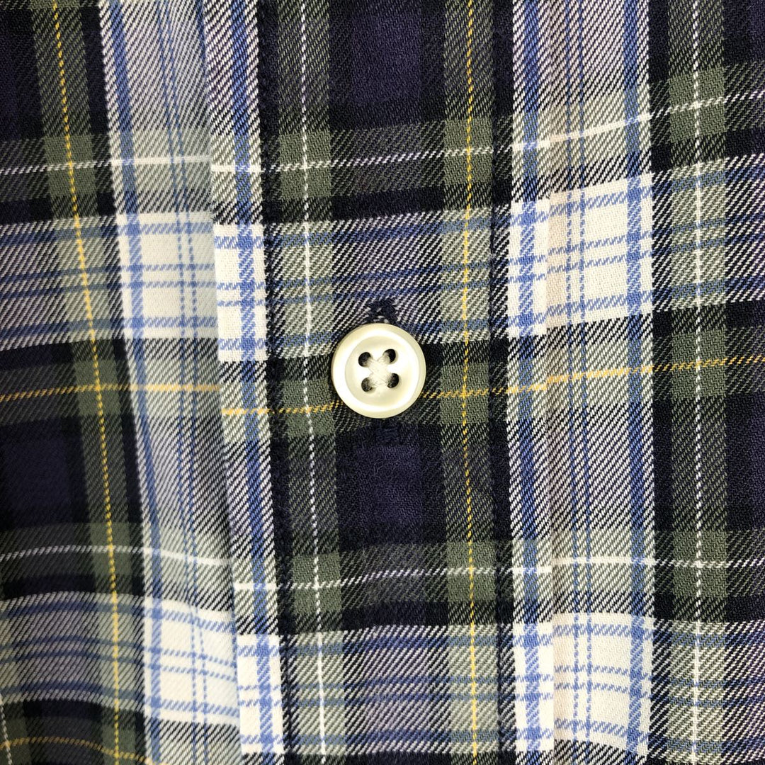 Ralph Lauren BLAKE long sleeve button down check shirt, men's size L cotton navy blue type Vintage Second Hand