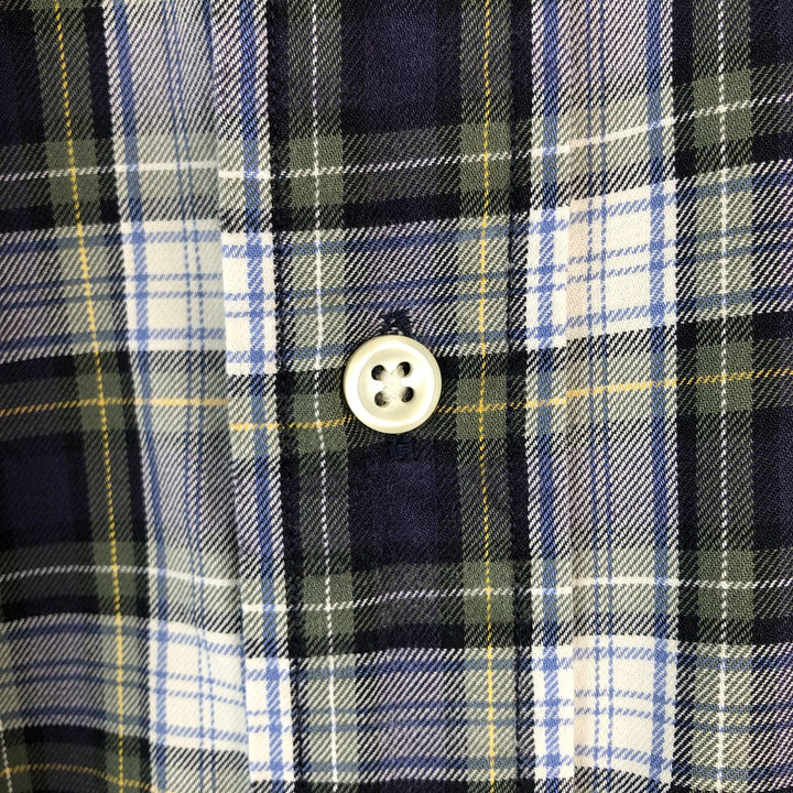 Ralph Lauren BLAKE long sleeve button down check shirt, men's size L cotton navy blue type Vintage Second Hand
