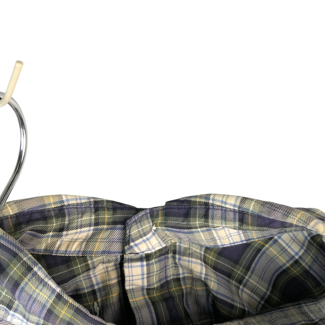 Ralph Lauren BLAKE long sleeve button down check shirt, men's size L cotton navy blue type Vintage Second Hand