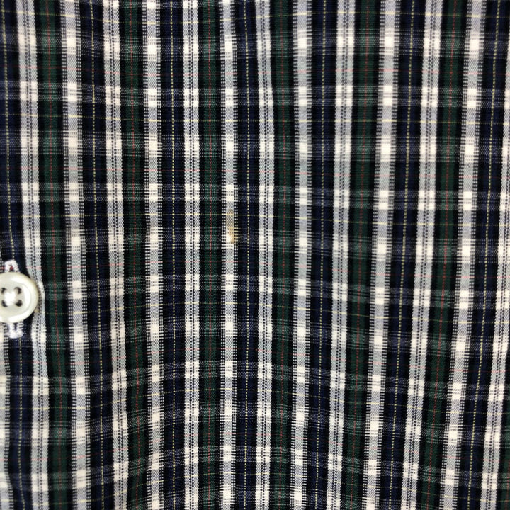Ralph Lauren MARLOWE long sleeve button down check shirt, men's size M cotton navy blue type Vintage Second Hand
