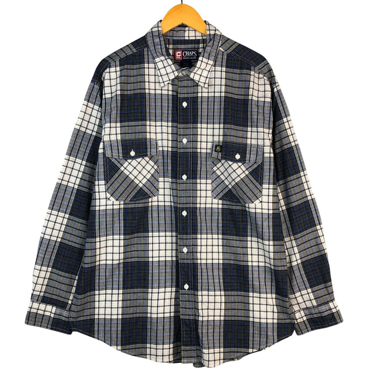 Ralph Lauren Chaps long-sleeved cotton check shirt, men's size XL cotton white type Vintage Second Hand
