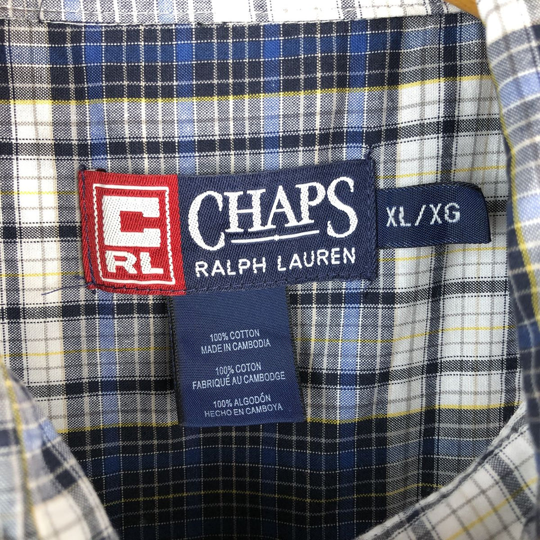 Ralph Lauren Chaps long-sleeved cotton check shirt, men's size XL cotton white type Vintage Second Hand