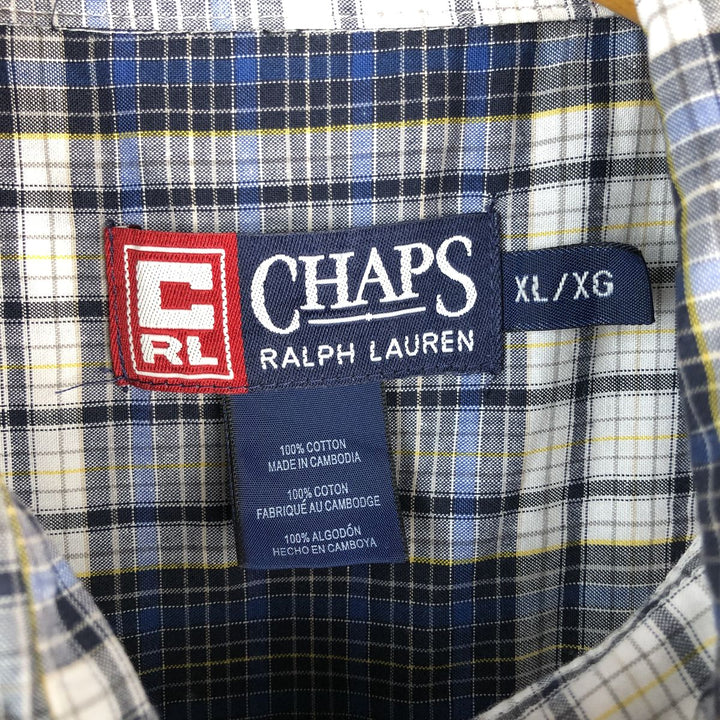 Ralph Lauren Chaps long-sleeved cotton check shirt, men's size XL cotton white type Vintage Second Hand