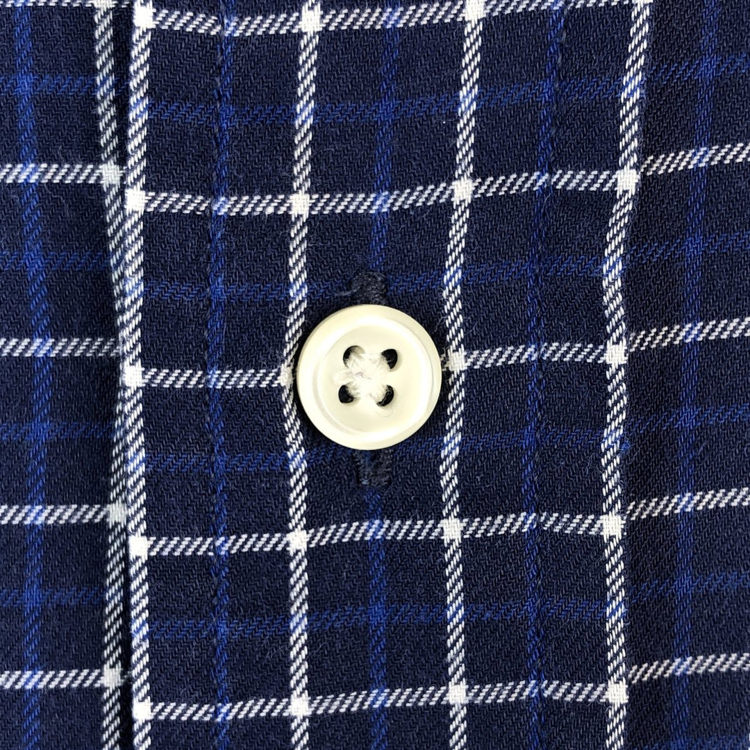 Ralph Lauren CUSTOM FIT long sleeve button down check shirt, men's size L cotton Navy blue Vintage Second Hand