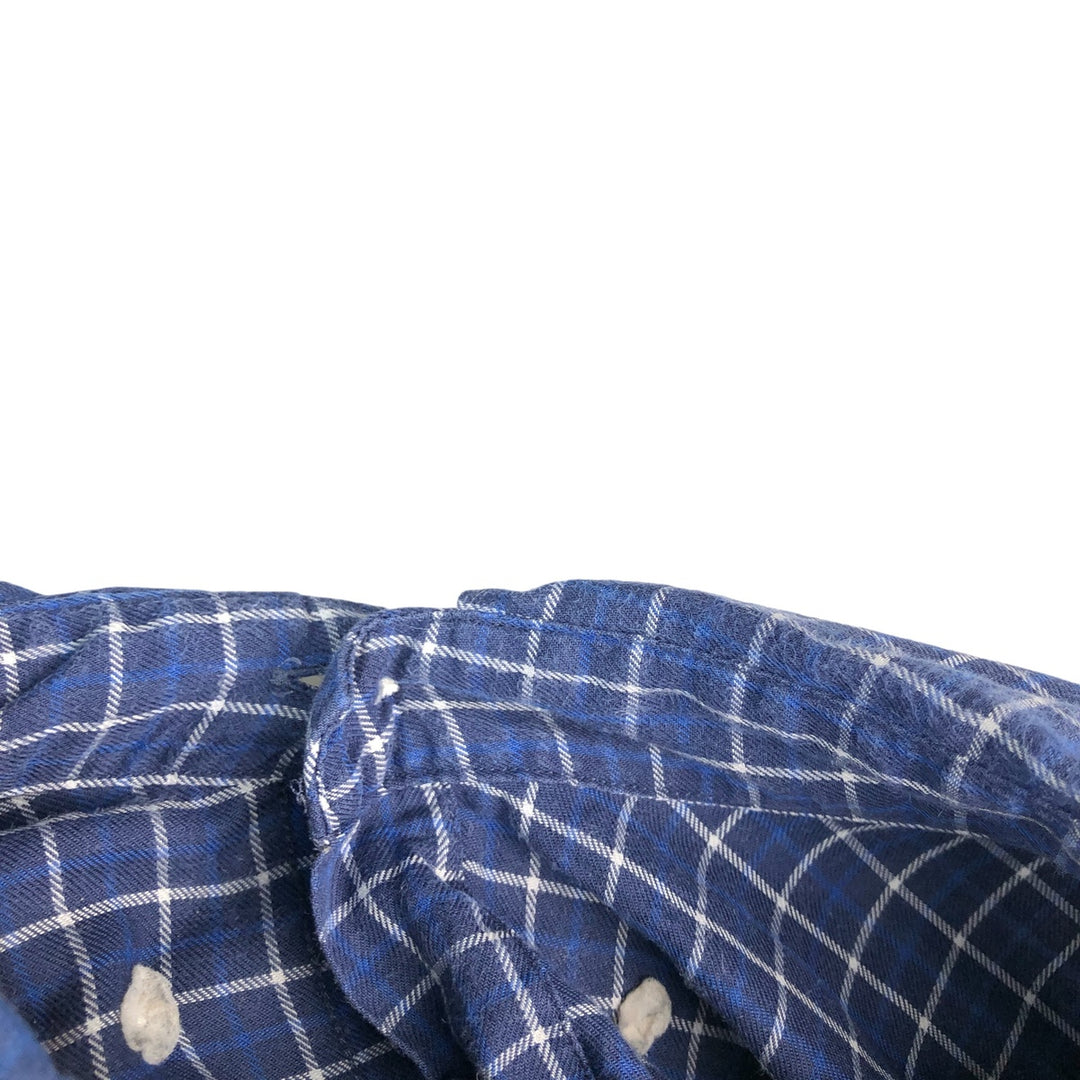 Ralph Lauren CUSTOM FIT long sleeve button down check shirt, men's size L cotton Navy blue Vintage Second Hand