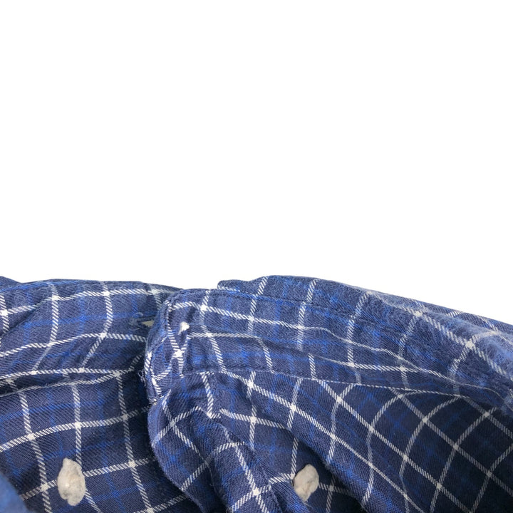 Ralph Lauren CUSTOM FIT long sleeve button down check shirt, men's size L cotton Navy blue Vintage Second Hand