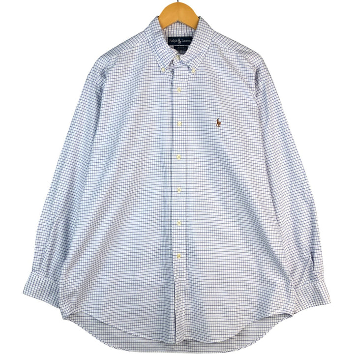 Ralph Lauren BLAKE long sleeve button down check shirt, men's size L cotton white type Vintage Second Hand