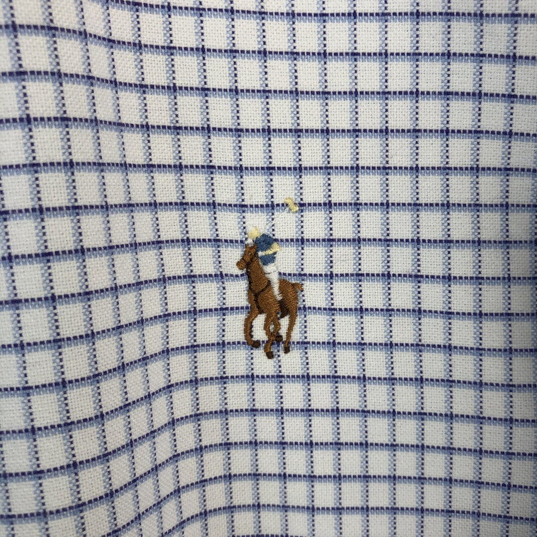 Ralph Lauren BLAKE long sleeve button down check shirt, men's size L cotton white type Vintage Second Hand