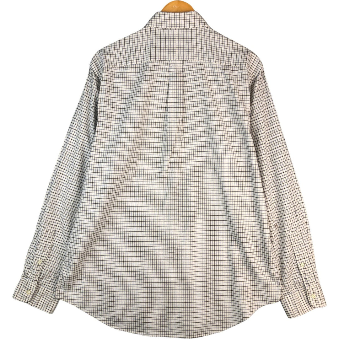 Ralph Lauren long sleeve button down check shirt, men's size L cotton ivory Vintage Second Hand