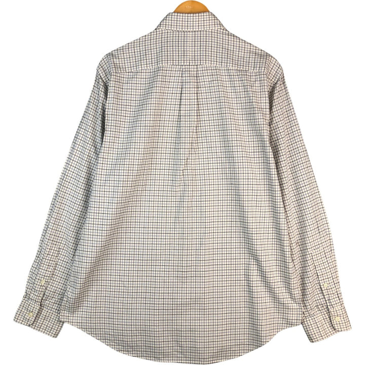 Ralph Lauren long sleeve button down check shirt, men's size L cotton ivory Vintage Second Hand