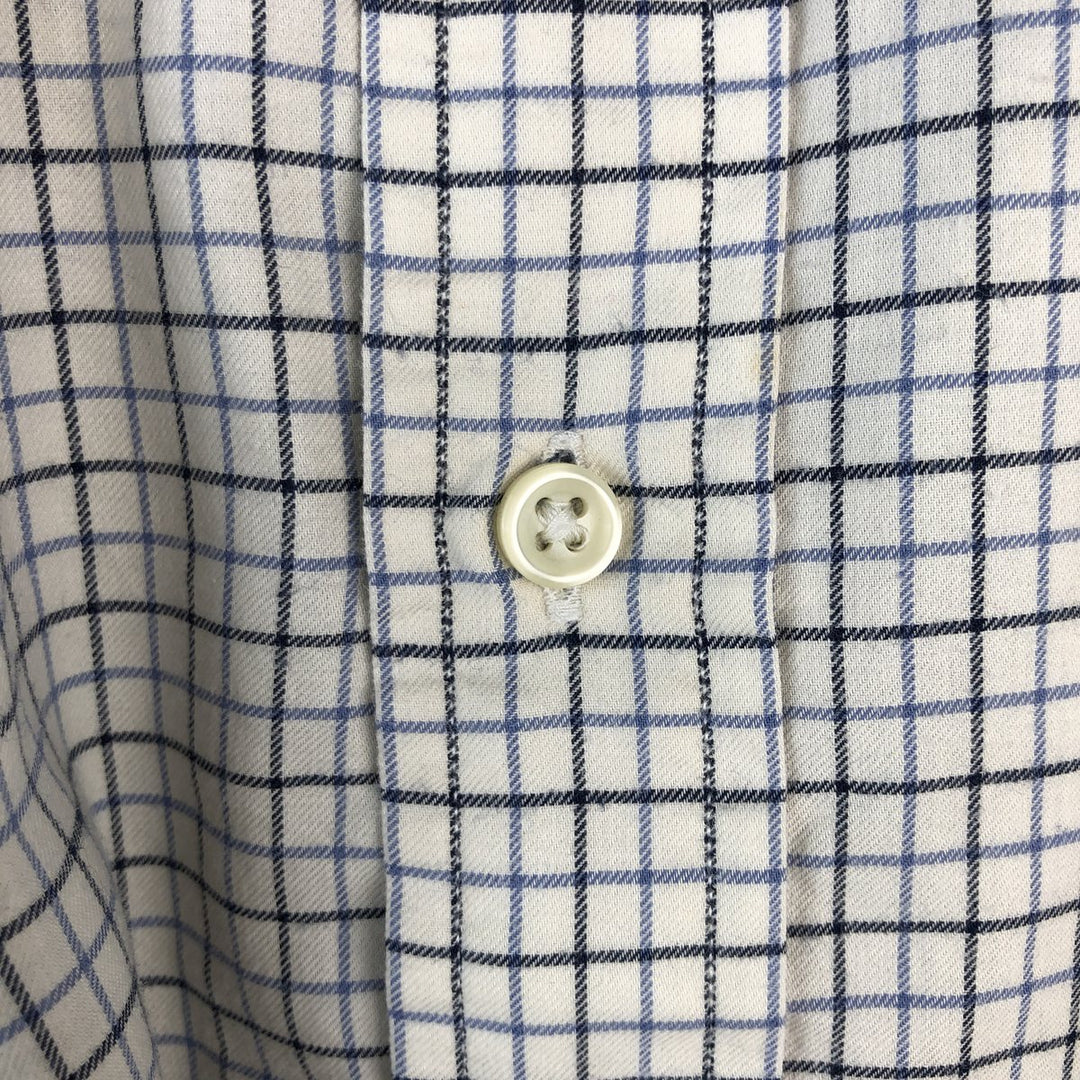 Ralph Lauren long sleeve button down check shirt, men's size L cotton ivory Vintage Second Hand