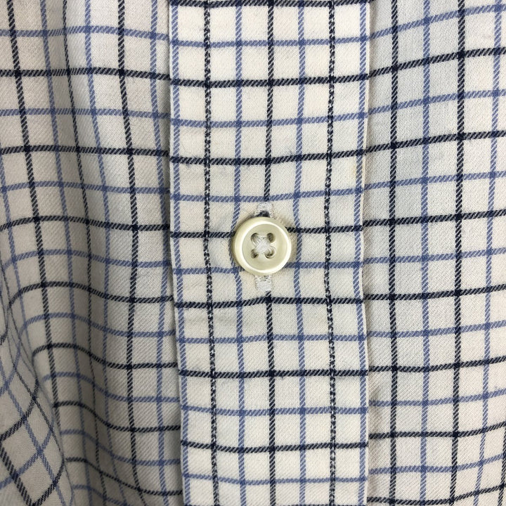 Ralph Lauren long sleeve button down check shirt, men's size L cotton ivory Vintage Second Hand