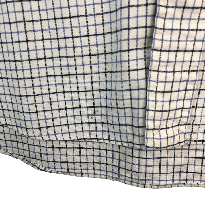 Ralph Lauren long sleeve button down check shirt, men's size L cotton ivory Vintage Second Hand