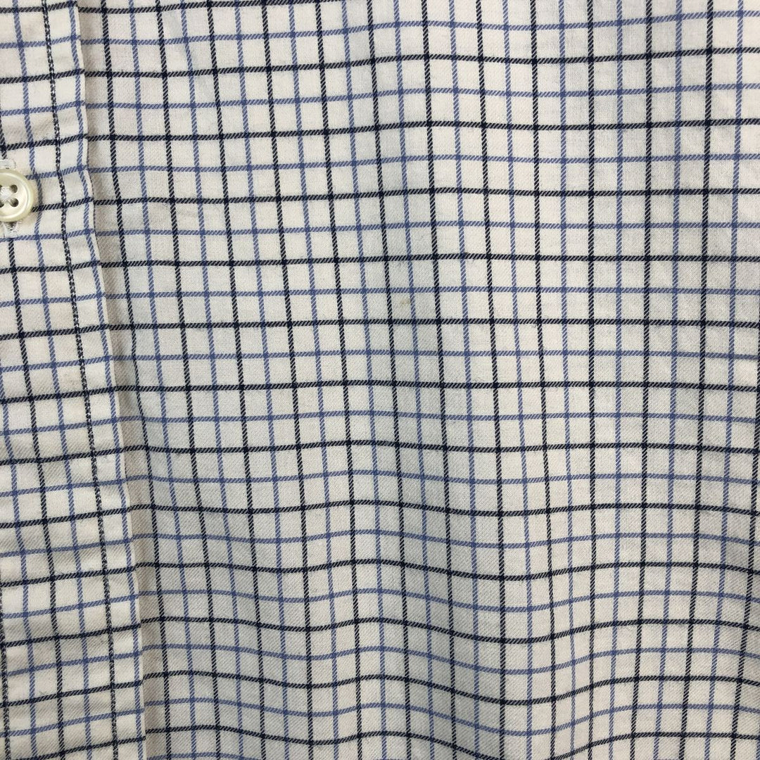 Ralph Lauren long sleeve button down check shirt, men's size L cotton ivory Vintage Second Hand