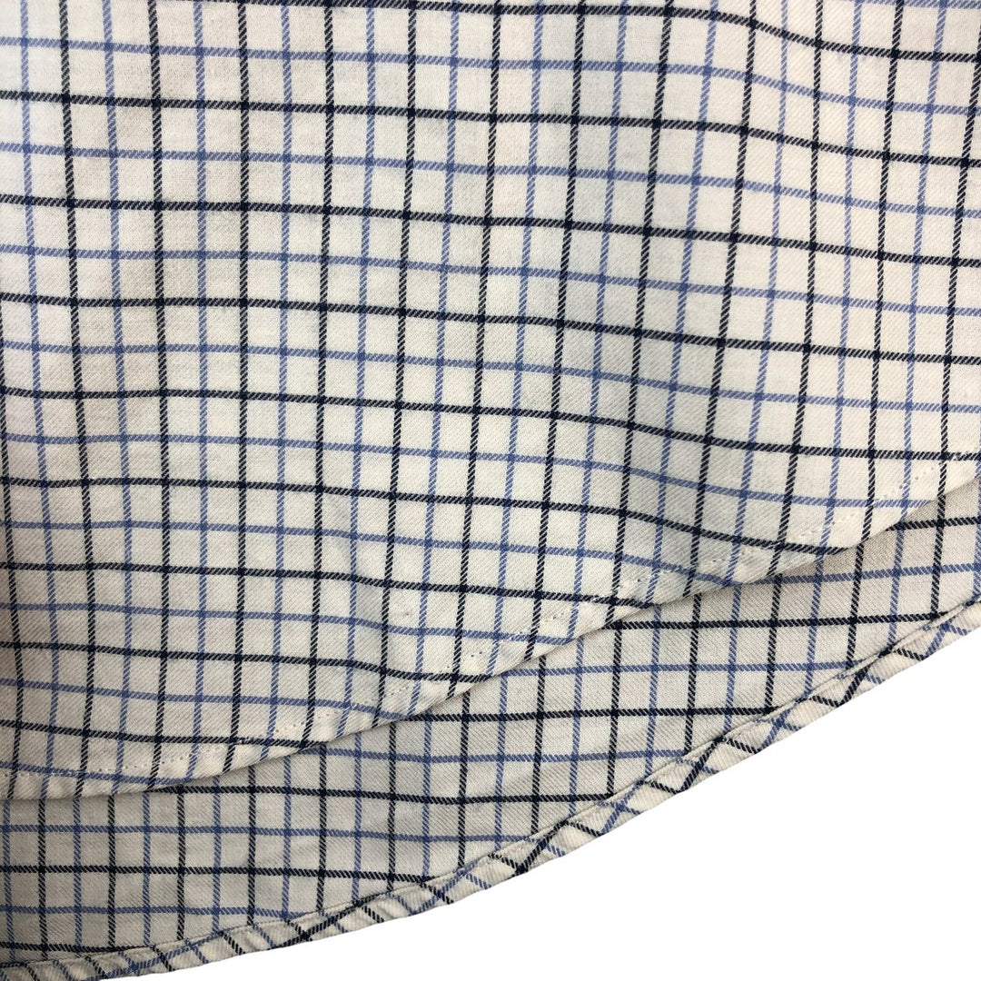 Ralph Lauren long sleeve button down check shirt, men's size L cotton ivory Vintage Second Hand