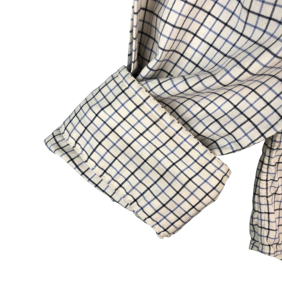 Ralph Lauren long sleeve button down check shirt, men's size L cotton ivory Vintage Second Hand