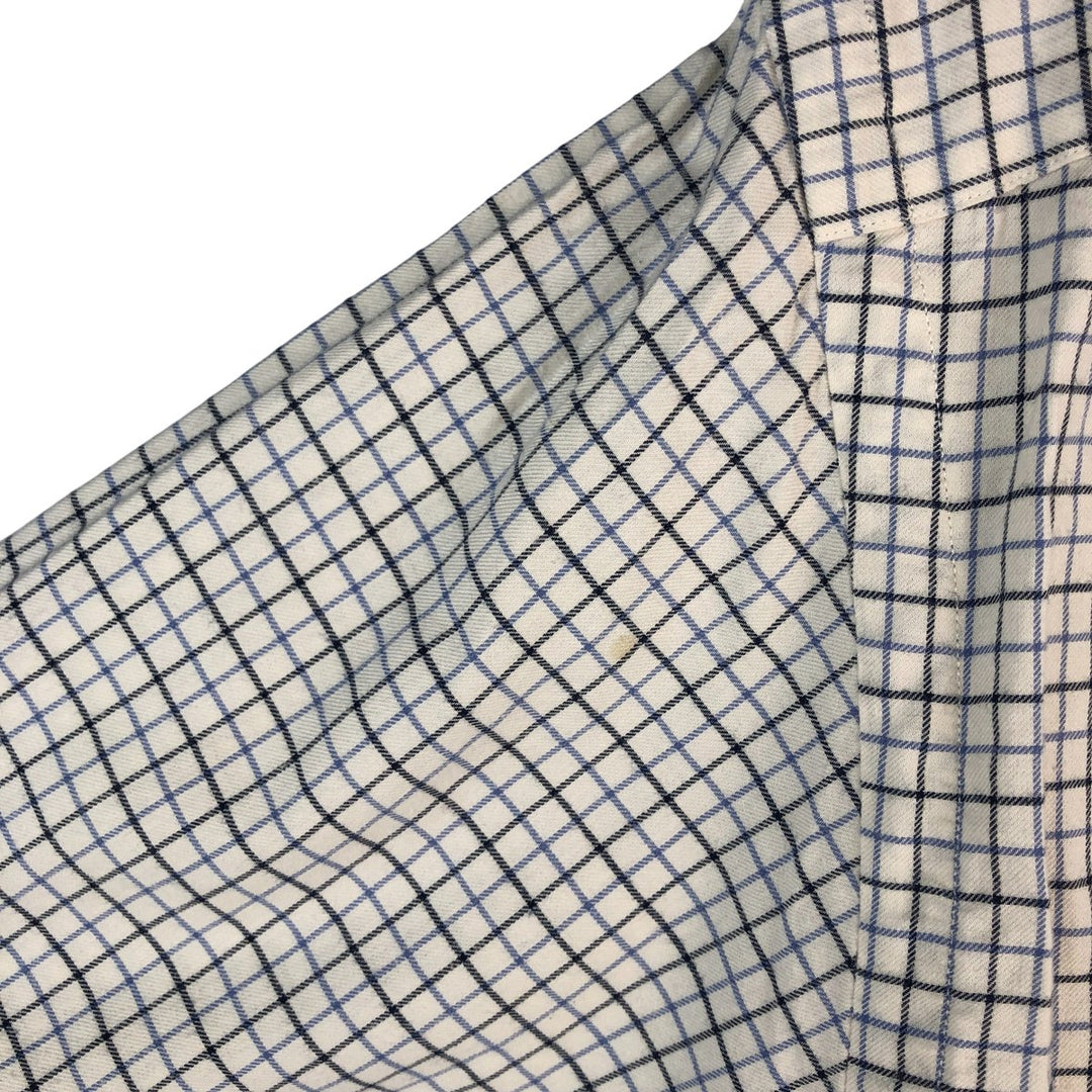 Ralph Lauren long sleeve button down check shirt, men's size L cotton ivory Vintage Second Hand