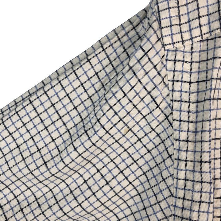 Ralph Lauren long sleeve button down check shirt, men's size L cotton ivory Vintage Second Hand