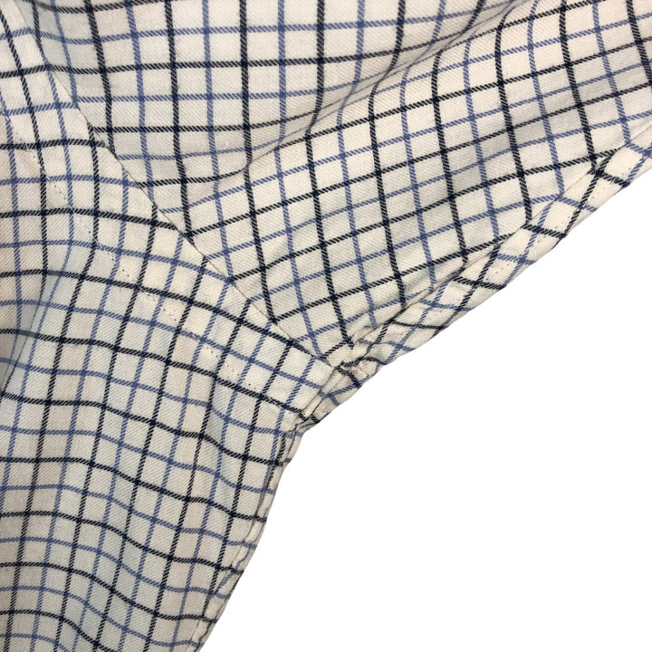 Ralph Lauren long sleeve button down check shirt, men's size L cotton ivory Vintage Second Hand