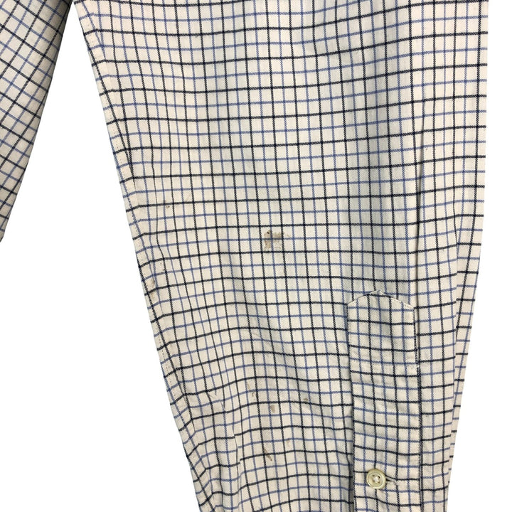 Ralph Lauren long sleeve button down check shirt, men's size L cotton ivory Vintage Second Hand
